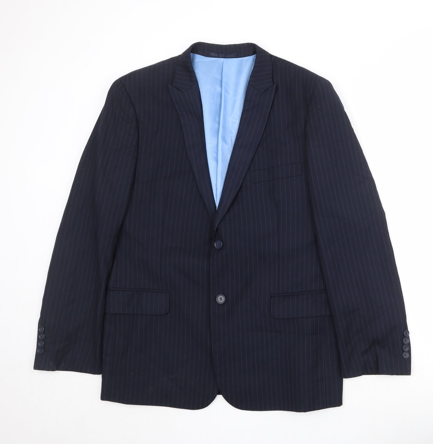 French Connection Mens Blue Striped Polyester Jacket Suit Jacket Size 42 Regular