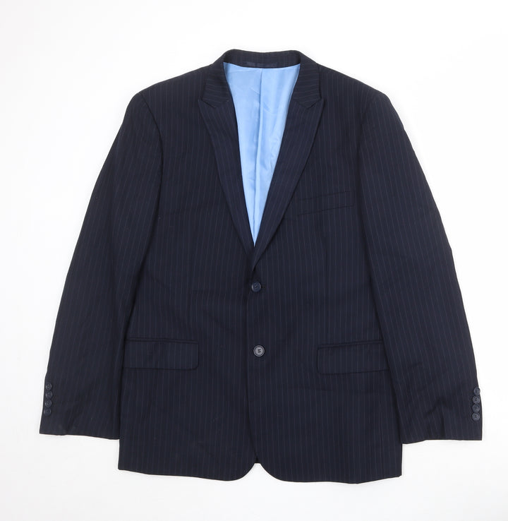 French Connection Mens Blue Striped Polyester Jacket Suit Jacket Size 42 Regular
