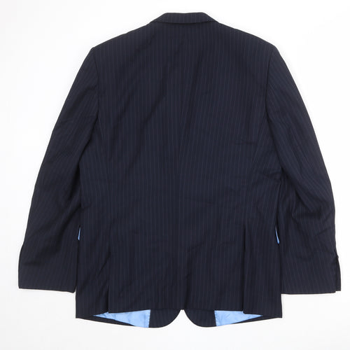 French Connection Mens Blue Striped Polyester Jacket Suit Jacket Size 42 Regular
