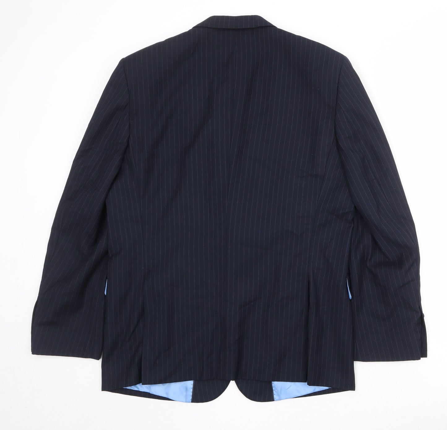 French Connection Mens Blue Striped Polyester Jacket Suit Jacket Size 42 Regular
