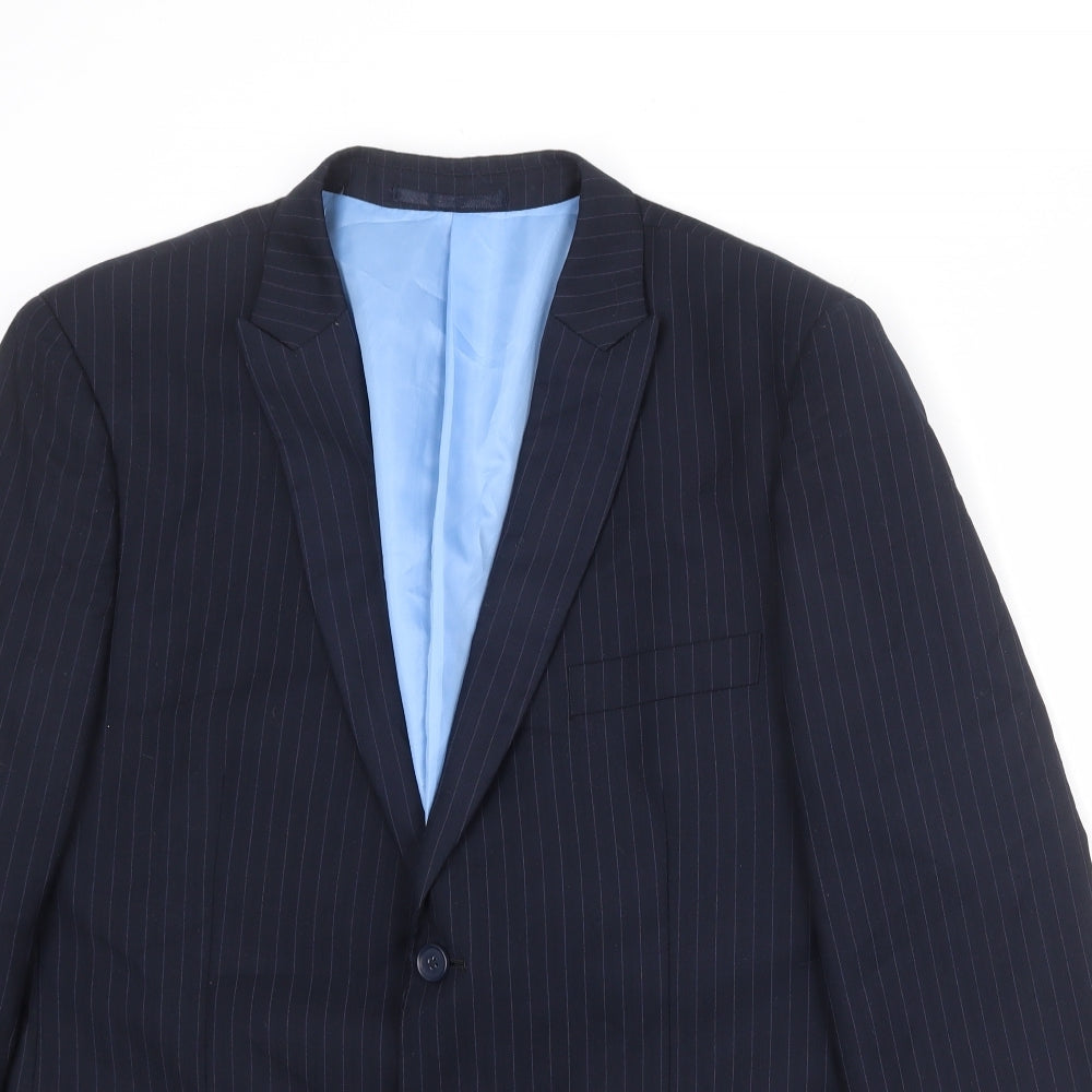 French Connection Mens Blue Striped Polyester Jacket Suit Jacket Size 42 Regular