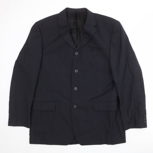 NEXT Mens Black Striped Wool Jacket Suit Jacket Size 42 Regular