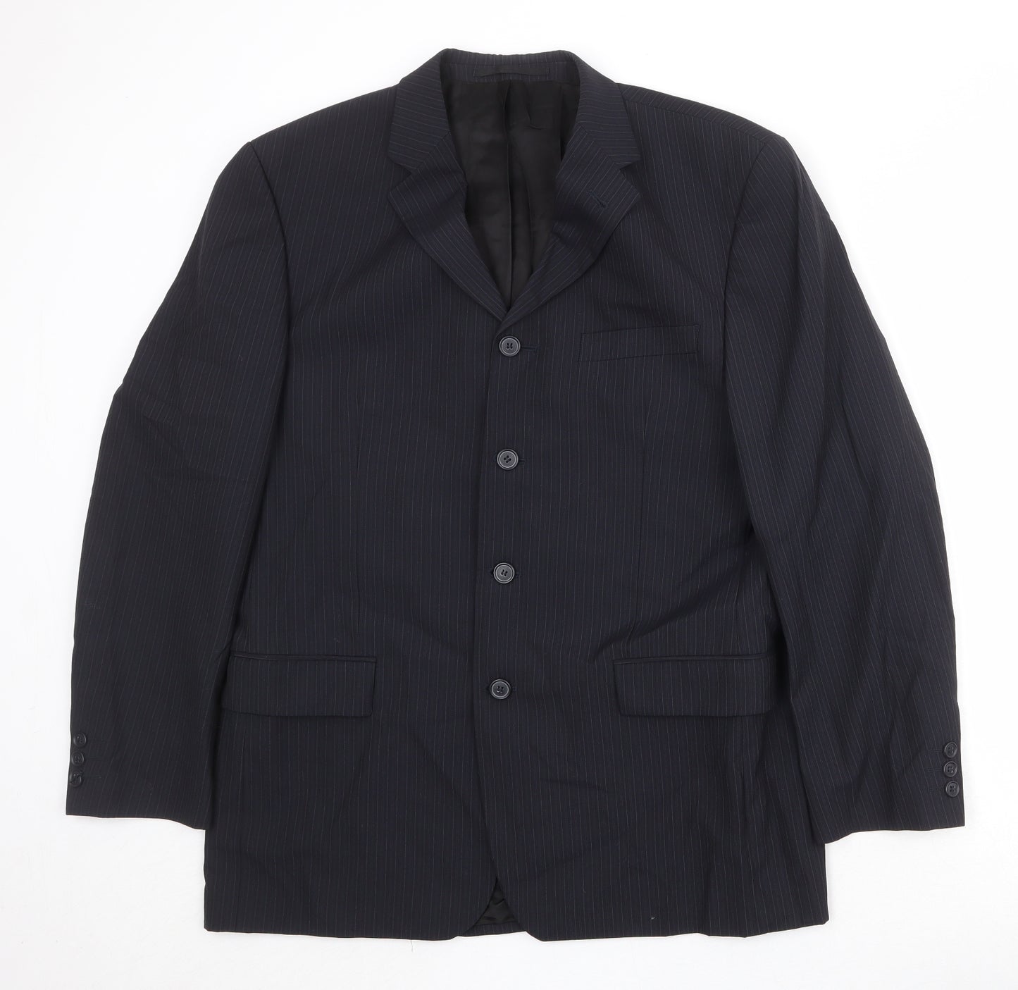NEXT Mens Black Striped Wool Jacket Suit Jacket Size 42 Regular