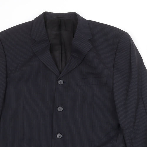 NEXT Mens Black Striped Wool Jacket Suit Jacket Size 42 Regular