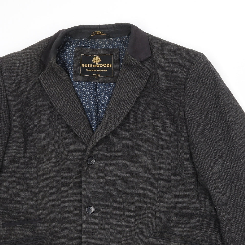 Greenwoods Mens Grey Polyester Jacket Blazer Size 44 Regular