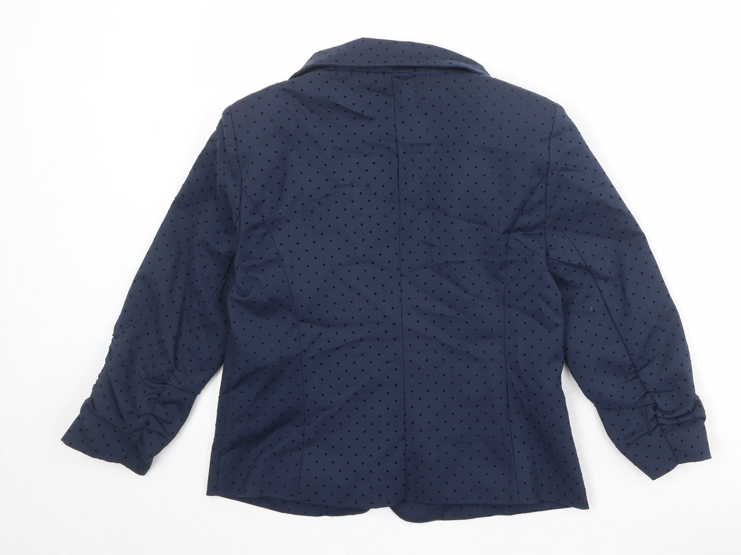 Yest Womens Blue Polka Dot Cotton Jacket Blazer Size 10