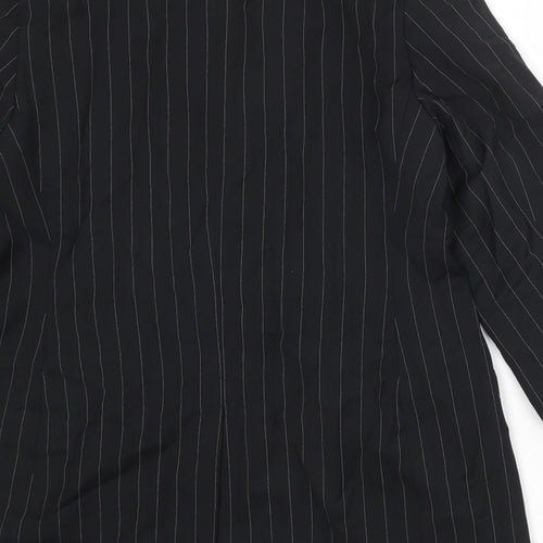 Laura Ashley Womens Black Striped Wool Jacket Suit Jacket Size 16