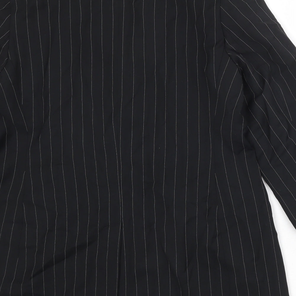 Laura Ashley Womens Black Striped Wool Jacket Suit Jacket Size 16
