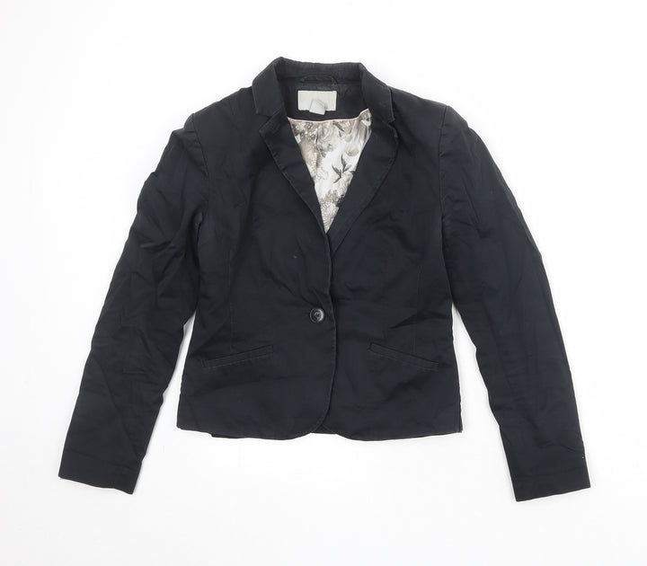 H&M Womens Black Polyester Jacket Blazer Size 14
