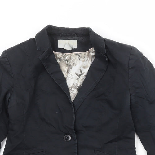 H&M Womens Black Polyester Jacket Blazer Size 14