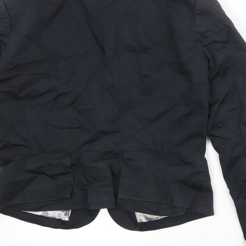 H&M Womens Black Polyester Jacket Blazer Size 14
