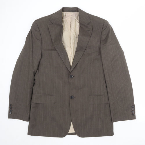 Boss Mens Brown Striped Wool Jacket Suit Jacket Size 48 Regular