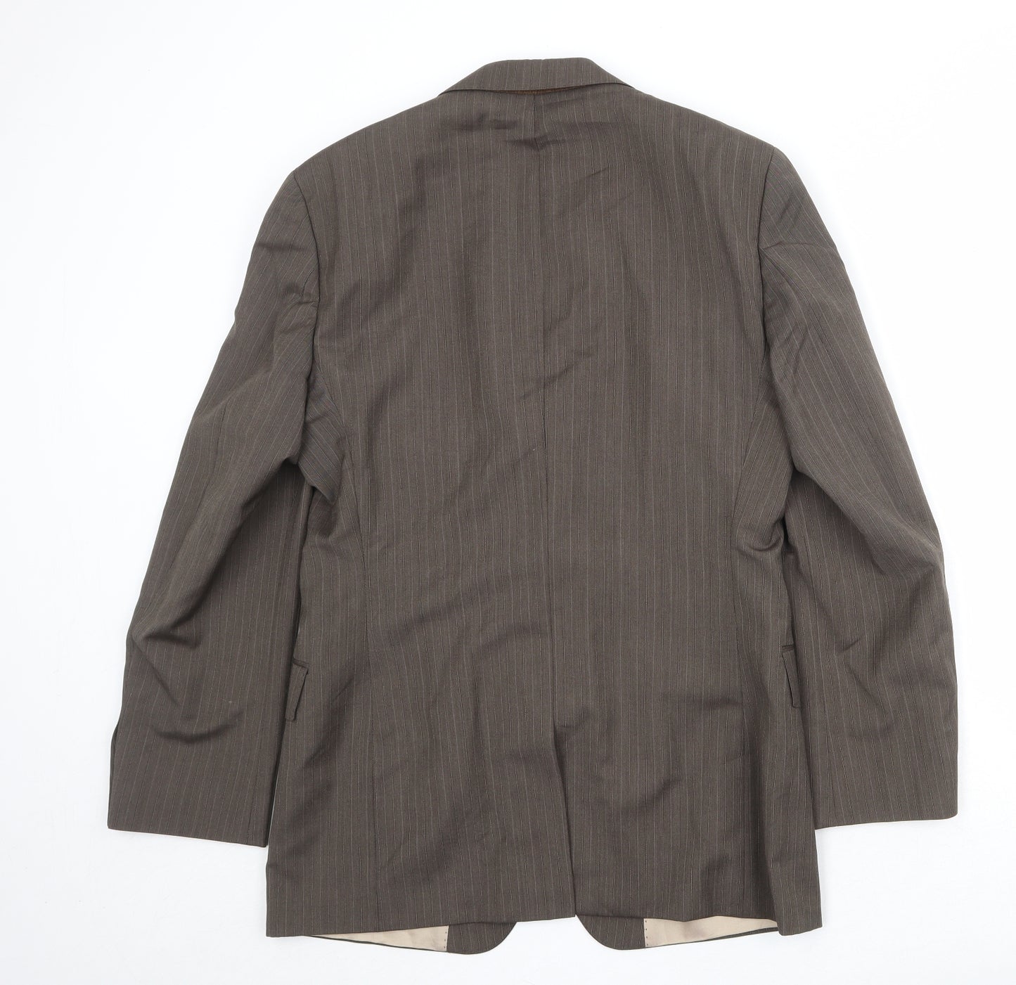 Boss Mens Brown Striped Wool Jacket Suit Jacket Size 48 Regular