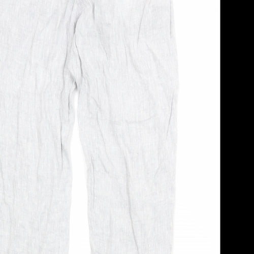 Marks and Spencer Womens Grey Linen Trousers Size 16 Regular Zip