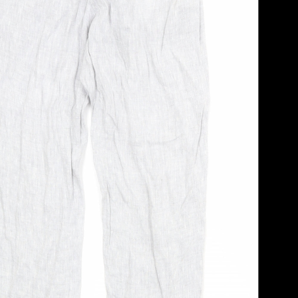 Marks and Spencer Womens Grey Linen Trousers Size 16 Regular Zip