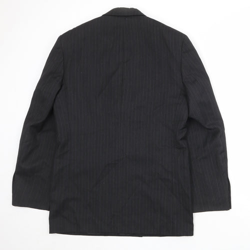 Burton Mens Black Striped Polyester Jacket Suit Jacket Size 40 Regular