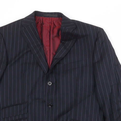 Marks and Spencer Mens Black Striped Wool Jacket Suit Jacket Size 40 Regular