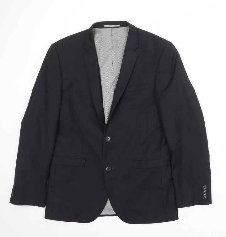 NEXT Mens Black Polyester Jacket Suit Jacket Size 38 Regular