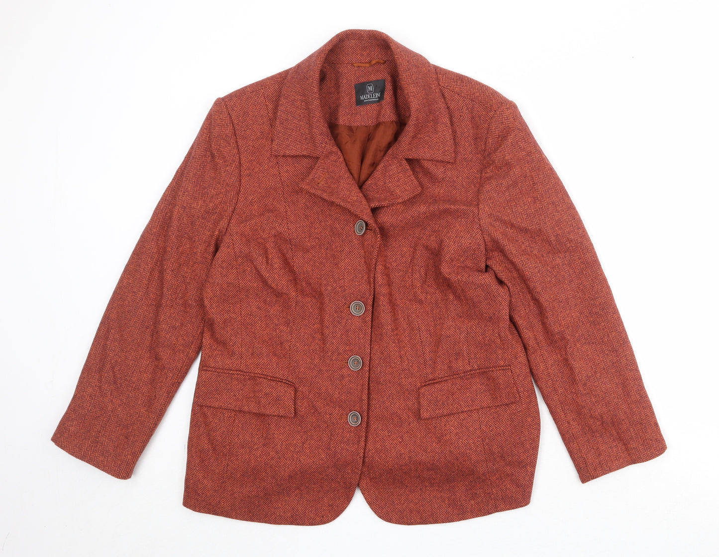 Madeleine Womens Orange Polyester Jacket Suit Jacket Size M
