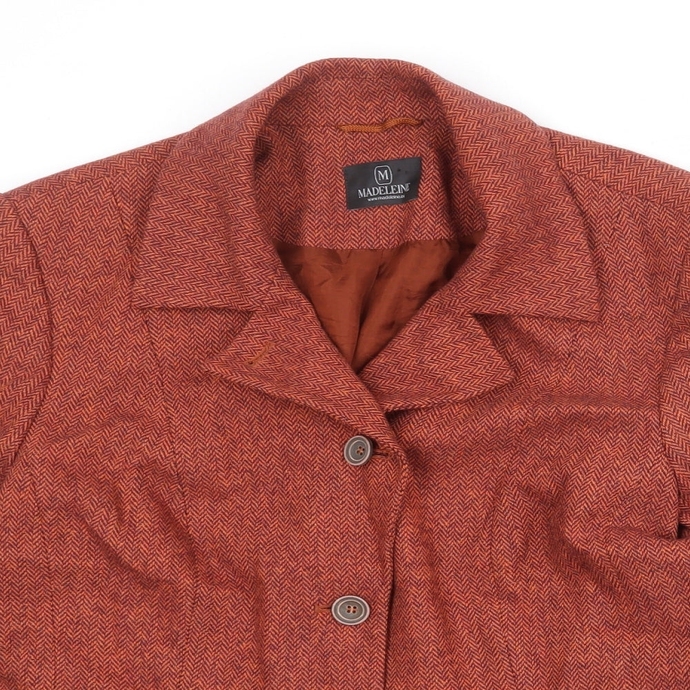 Madeleine Womens Orange Polyester Jacket Suit Jacket Size M