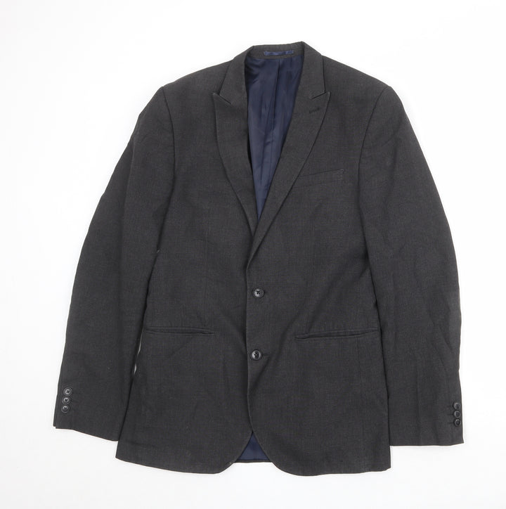 NEXT Mens Grey Polyester Jacket Suit Jacket Size 36 Regular