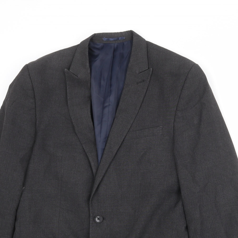 NEXT Mens Grey Polyester Jacket Suit Jacket Size 36 Regular