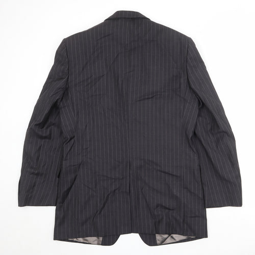 Marks and Spencer Mens Black Striped Wool Jacket Suit Jacket Size 40 Regular