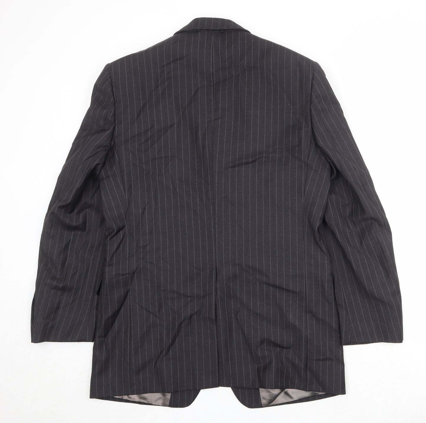 Marks and Spencer Mens Black Striped Wool Jacket Suit Jacket Size 40 Regular