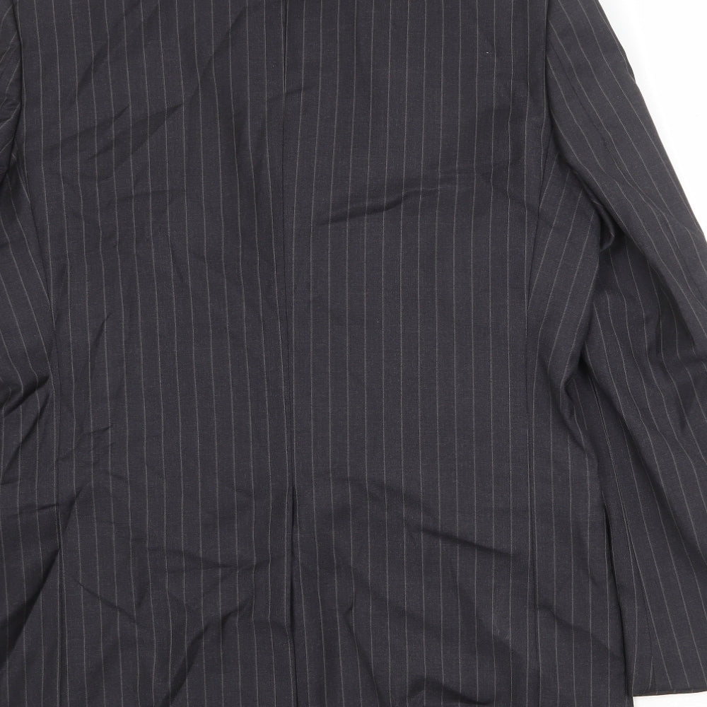 Marks and Spencer Mens Black Striped Wool Jacket Suit Jacket Size 40 Regular