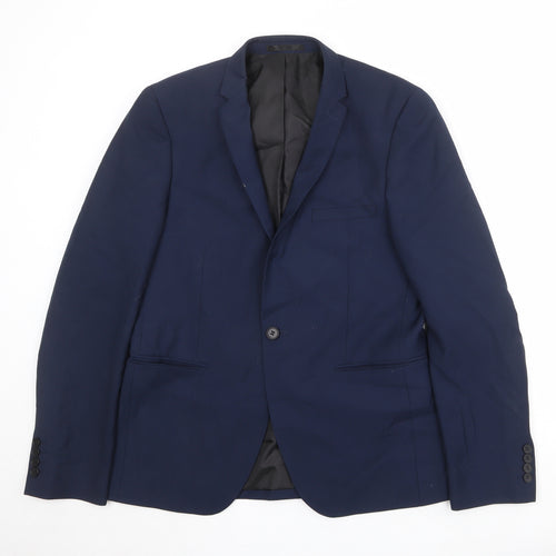 Burton Mens Blue Polyester Jacket Suit Jacket Size 40 Regular