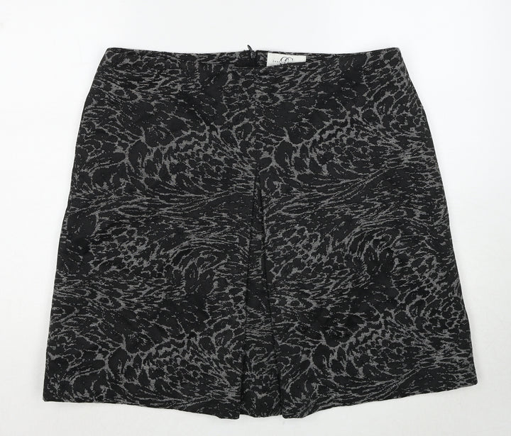 Country Casuals Womens Black Geometric Polyester A-Line Skirt Size 36 in Zip