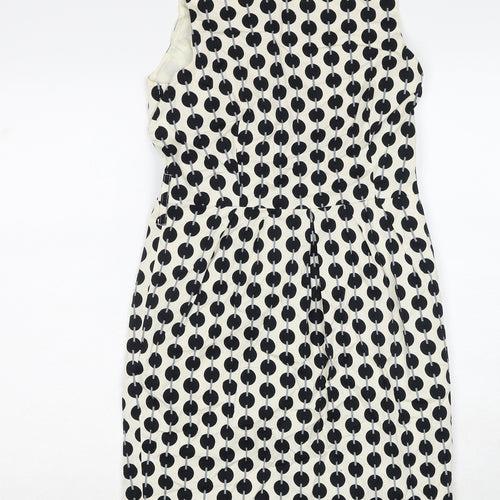 Helene Berman Womens Black Geometric Cotton A-Line Size 12 Round Neck Zip