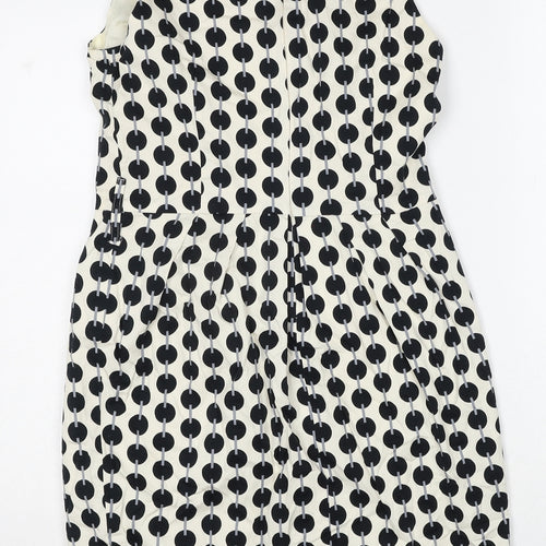 Helene Berman Womens Black Geometric Cotton A-Line Size 12 Round Neck Zip