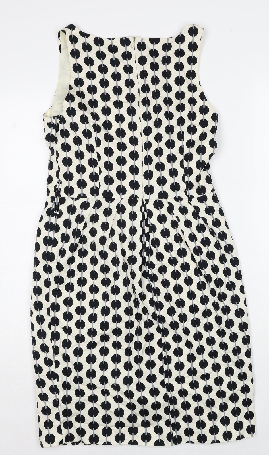 Helene Berman Womens Black Geometric Cotton A-Line Size 12 Round Neck Zip