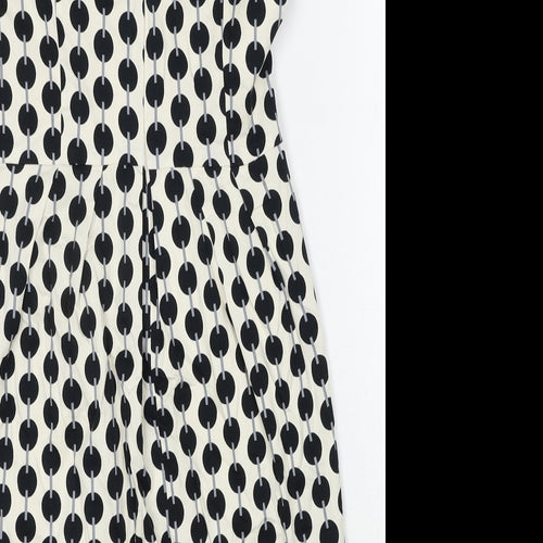 Helene Berman Womens Black Geometric Cotton A-Line Size 12 Round Neck Zip