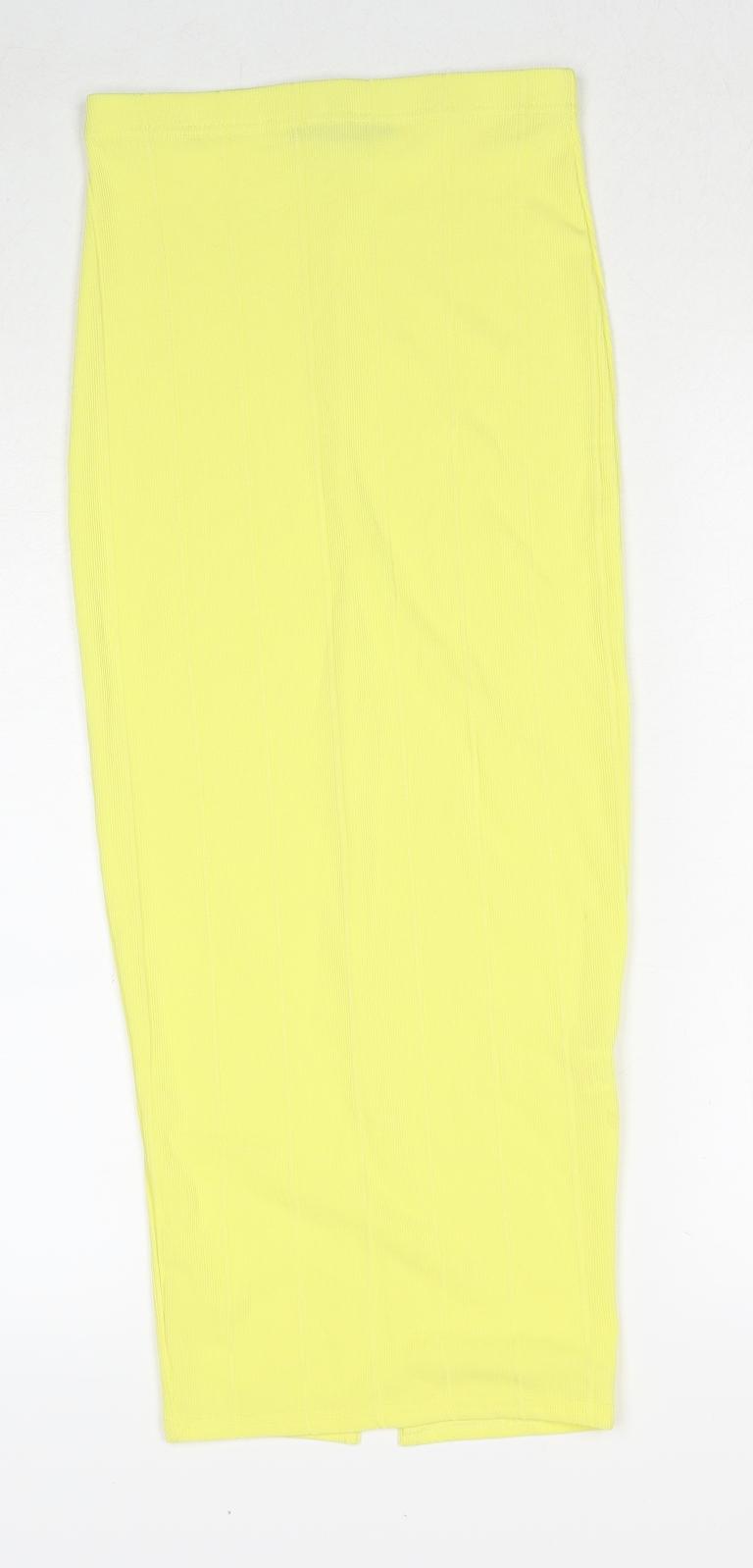 PRETTYLITTLETHING Womens Yellow Polyester Bandage Skirt Size 6