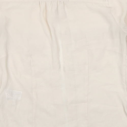 H&M Womens Beige Polyester Basic Button-Up Size 4 Round Neck