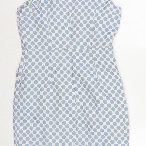 Principles Womens Blue Polka Dot Polyester A-Line Size 12 Round Neck Zip