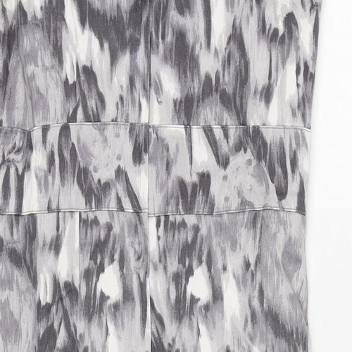H&M Womens Grey Geometric Cotton A-Line Size 10 V-Neck Zip