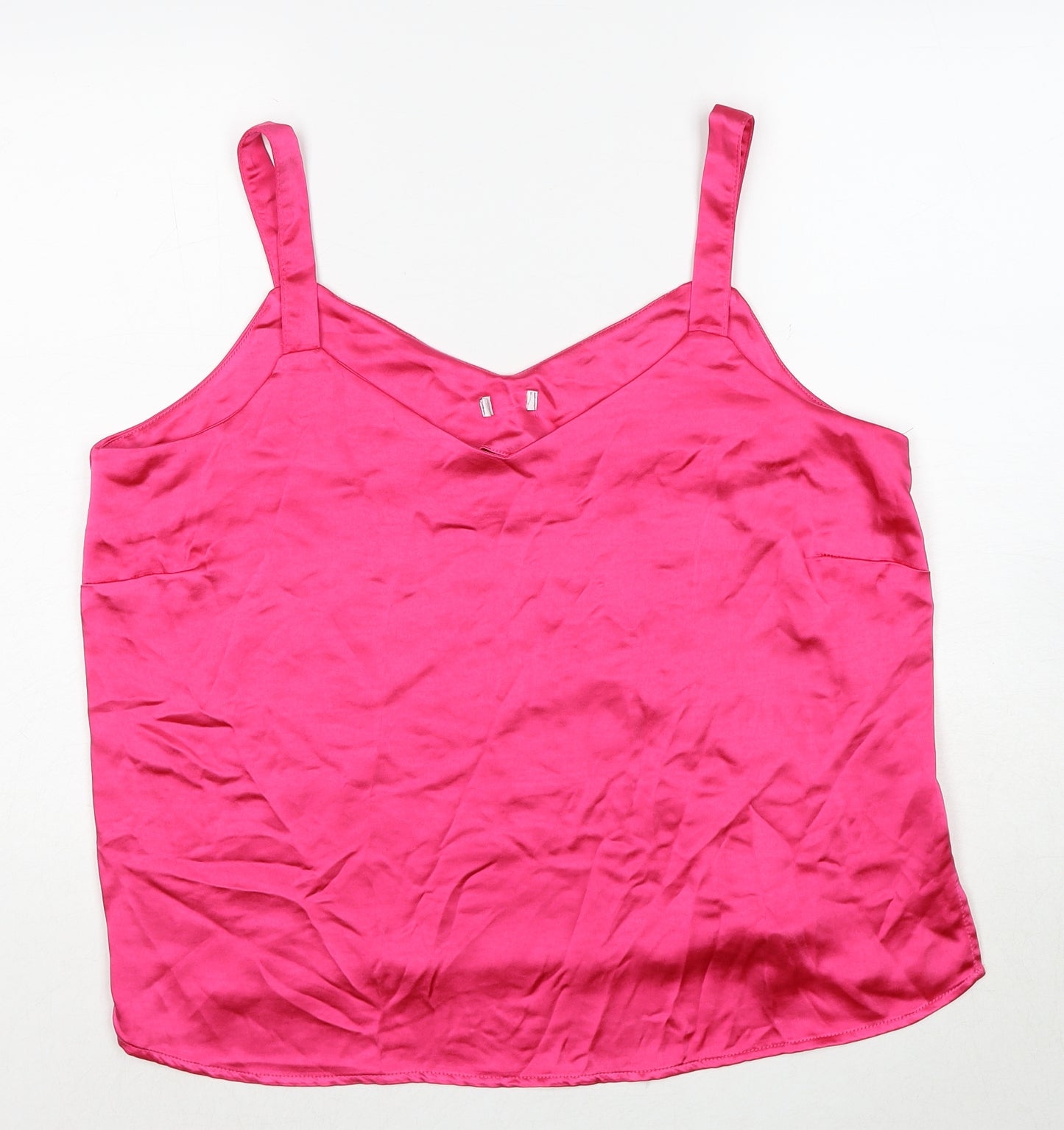 M&Co Womens Pink Polyester Basic Tank Size 16 V-Neck