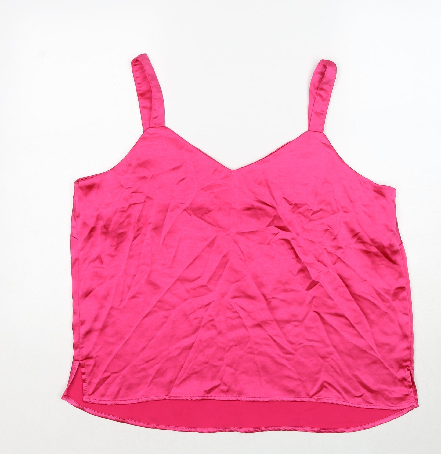 M&Co Womens Pink Polyester Basic Tank Size 16 V-Neck