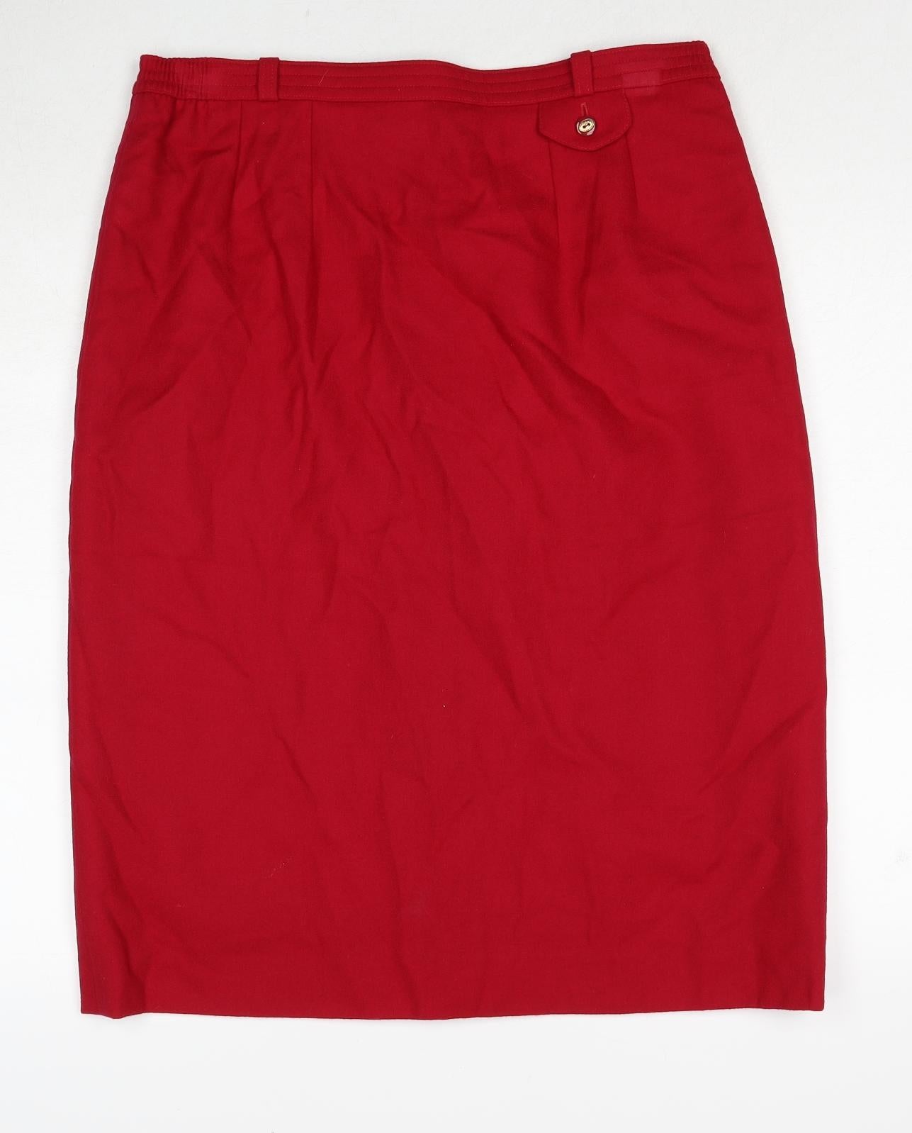 Brendella Womens Red Wool A-Line Skirt Size 34 in Zip