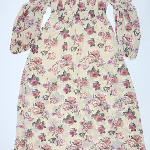 Wild Honey Womens Ivory Floral Polyester Maxi Size XL Off the Shoulder Pullover
