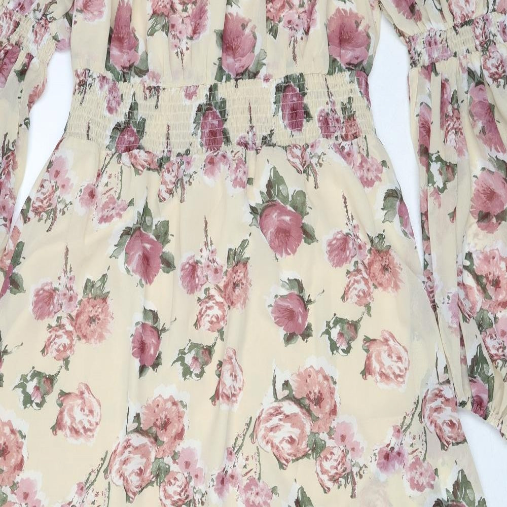 Wild Honey Womens Ivory Floral Polyester Maxi Size XL Off the Shoulder Pullover