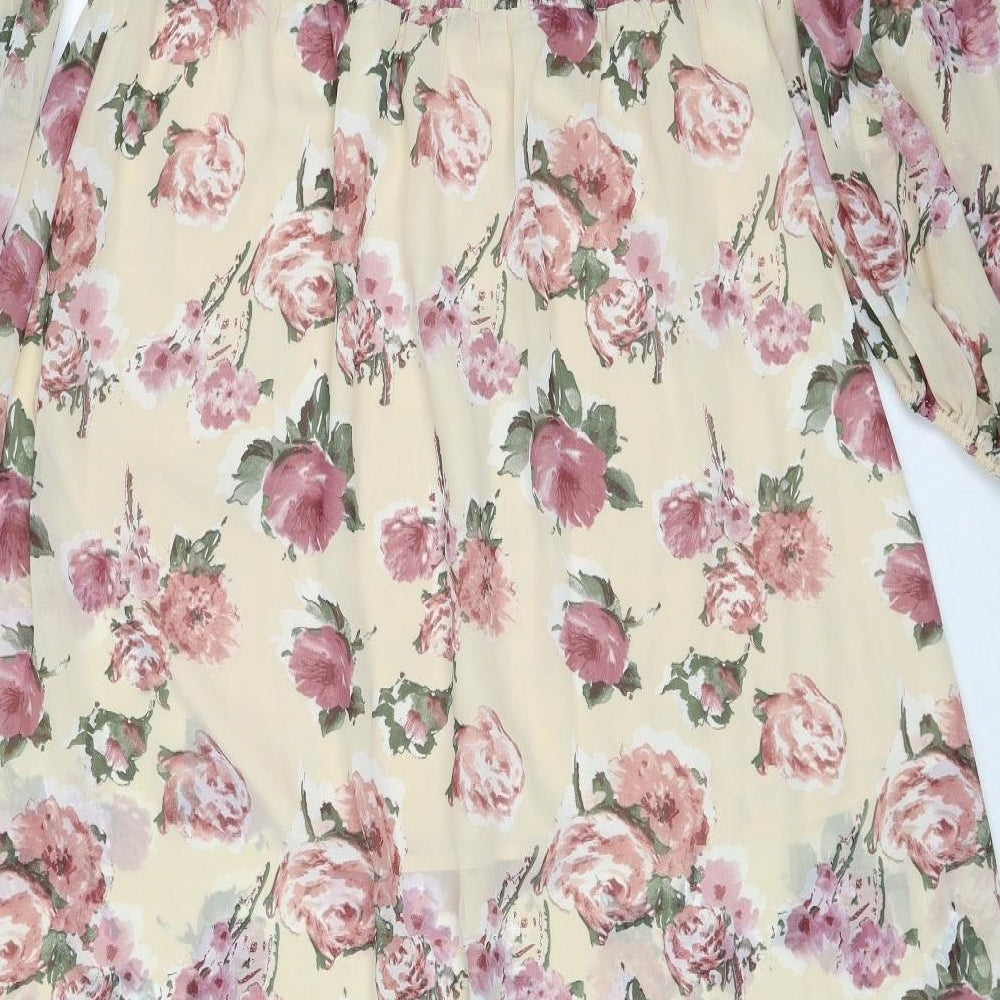 Wild Honey Womens Ivory Floral Polyester Maxi Size XL Off the Shoulder Pullover