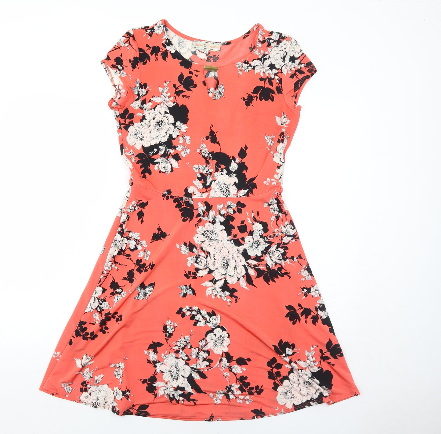 Dorothy Perkins Womens Orange Floral Polyester Trapeze & Swing Size 12 Round Neck Pullover