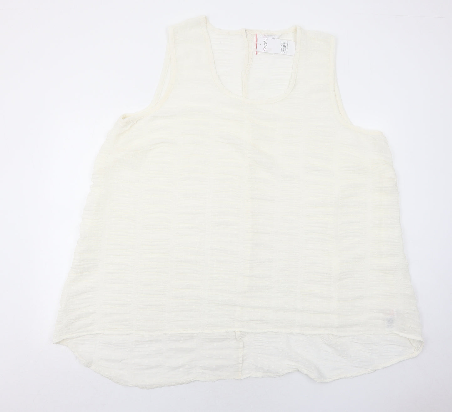 Yours Womens Ivory Polyester Basic Tank Size 22 Round Neck