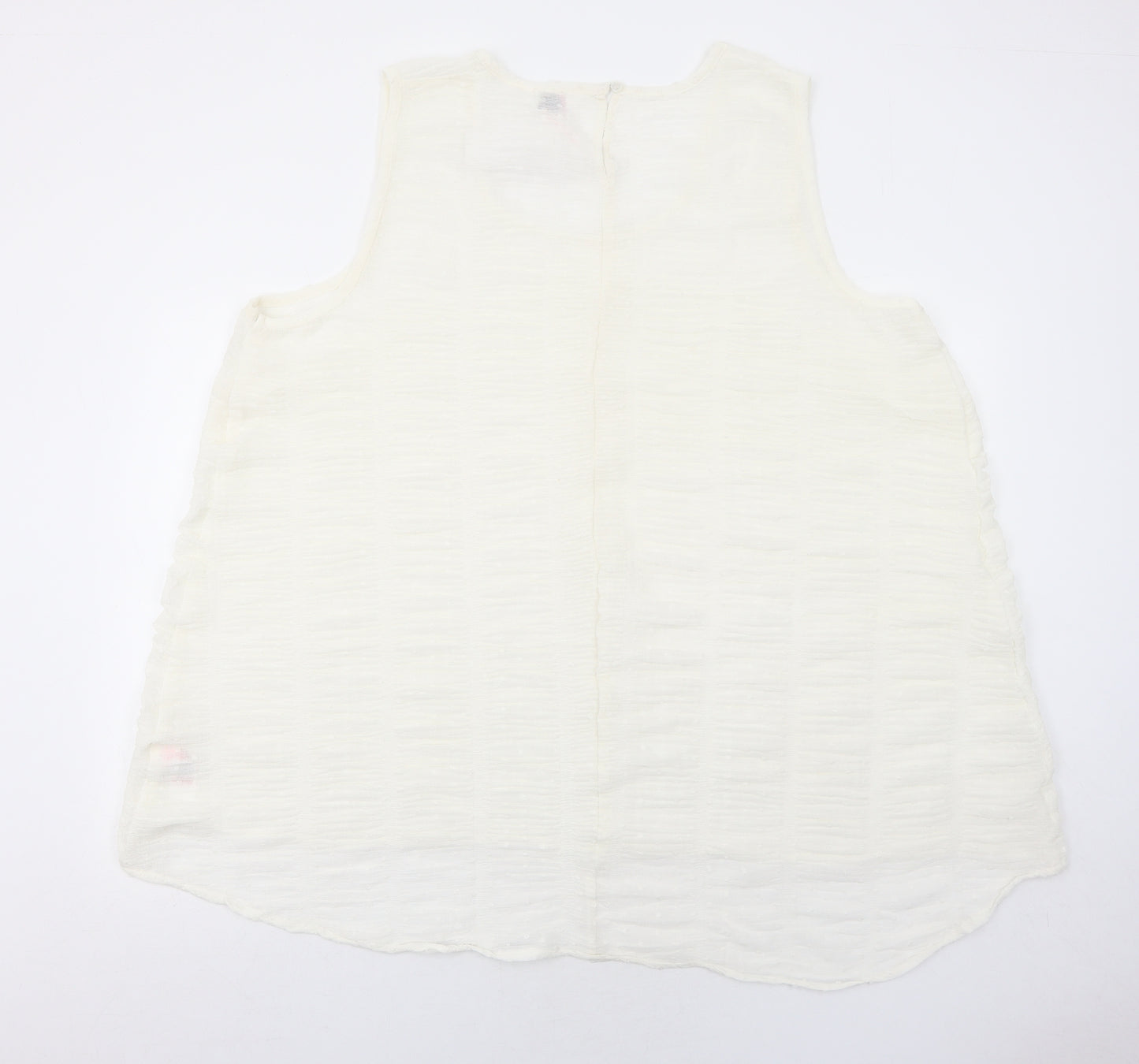 Yours Womens Ivory Polyester Basic Tank Size 22 Round Neck