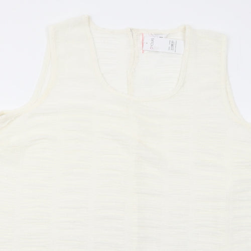 Yours Womens Ivory Polyester Basic Tank Size 22 Round Neck