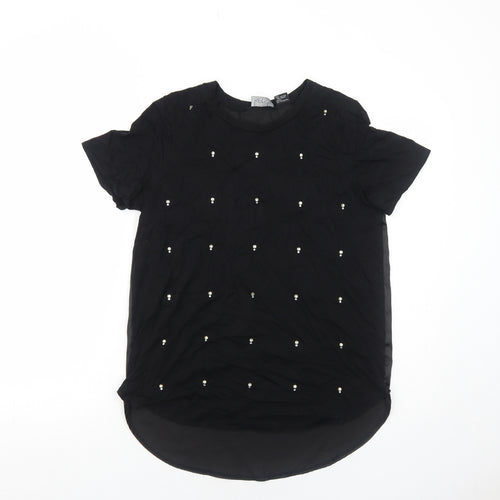Kersh Womens Black Polyester Basic T-Shirt Size M Round Neck